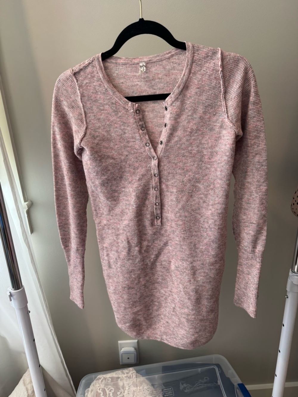 Free people Women's Pink Henley Knit Top